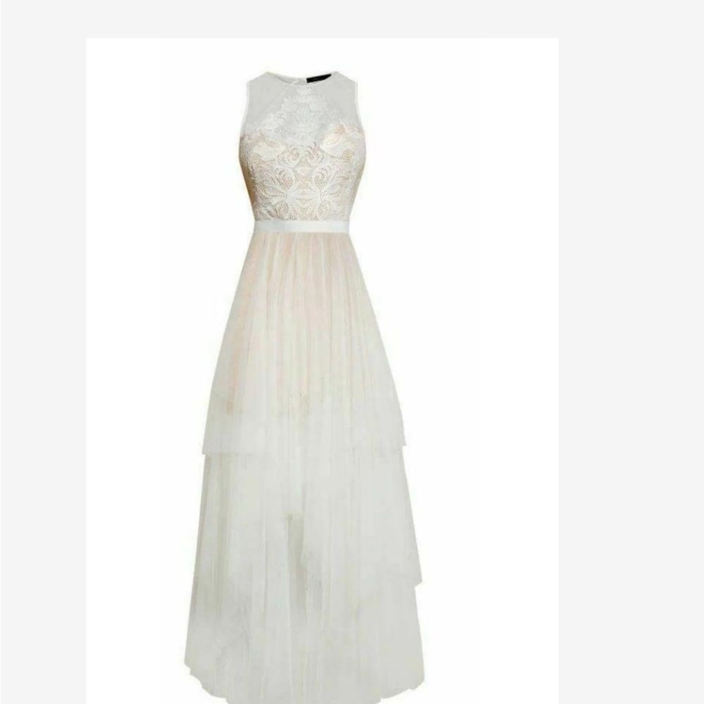 NEW WITH TAGS BCBG MAXAZRIA FORMAL RIESE TULLE APPLIQUÉ MAXI - Picture 2 of 15